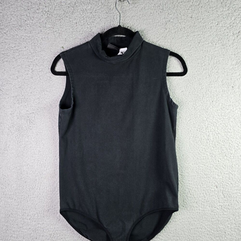 Shape FX Bodysuit L Black Sleeveless Mock Neck Stretch Minimalist Cotton Israel